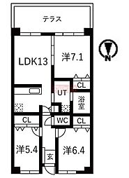 シティコート目黒1号棟 3LDKの間取図画像