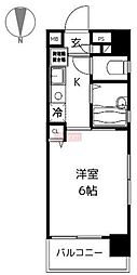 ロワール島津山南 1Kの間取図画像