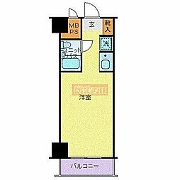 ルイシャトレ恵比寿 ワンルームの間取図画像