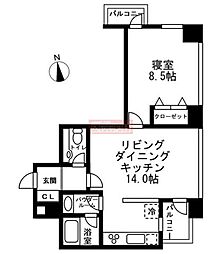 レジディアタワー麻布十番 1LDKの間取図画像