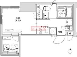 グランディオール広尾テラス 1Kの間取図画像