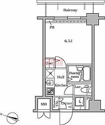 レジディア広尾2 1Kの間取図画像