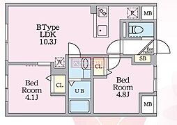 エルファーロ目黒III 2LDKの間取図画像