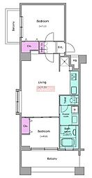 レジディア島津山 2LDKの間取図画像