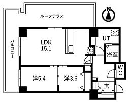 シティコート目黒2号棟 2LDKの間取図画像