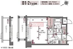 ZOOM白金高輪 1Kの間取図画像