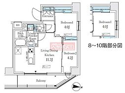 プライムブリス品川中延 2LDKの間取図画像