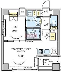 ドゥーエ五反田 1LDKの間取図画像