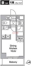 レジディア目黒4 ワンルームの間取図画像
