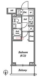 ジェノヴィア大崎スカイガーデン 1Kの間取図画像