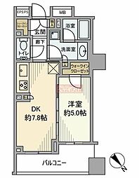 ザ・パークハウスアーバンス東五反田 1DKの間取図画像