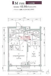 スカイコートグランメゾン御殿山 1LDKの間取図画像
