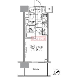 パークハビオ目黒リバーサイド 1Kの間取図画像