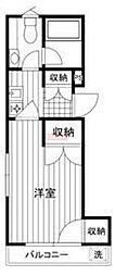 カオス目黒 1Kの間取図画像