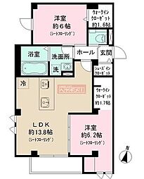 錦邸南麻布 2LDKの間取図画像