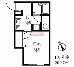 マーヴィエヴ 1Kの間取図画像
