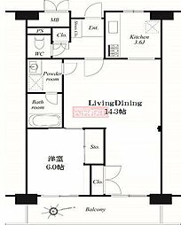 三田ナショナルコート 1LDKの間取図画像