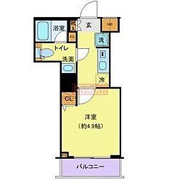 プレール・ドゥーク戸越銀座通り 1Kの間取図画像