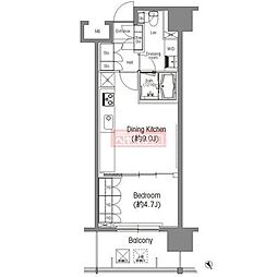BPRレジデンス三田伊皿子坂 1DKの間取図画像