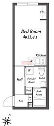 IMEX白金 ワンルームの間取図画像