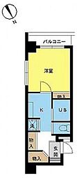 スカイコート三田慶大前 1Kの間取図画像