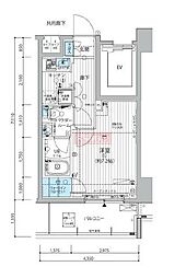 メインステージ三田アーバンスクエア 1Kの間取図画像