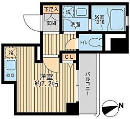 クリオ戸越銀座弐番館 ワンルームの間取図画像