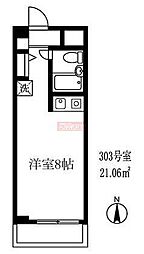 ロイヤルコート学芸大パート1 ワンルームの間取図画像