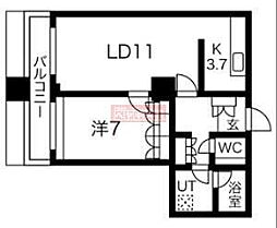グランパークハイツ 1LDKの間取図画像