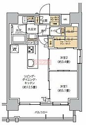 リビオメゾン芝浦 2LDKの間取図画像