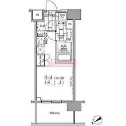 パークハビオ目黒リバーサイド ワンルームの間取図画像
