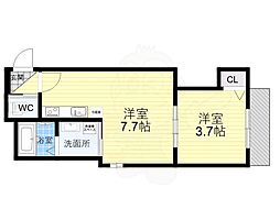 近鉄大阪線 弥刀駅 徒歩14分の賃貸アパート 1階1DKの間取り