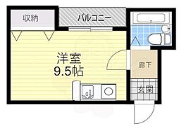 ウエストテール21西尾 ワンルームの間取図画像