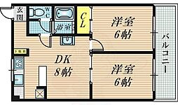 小林マンション 2DKの間取図画像