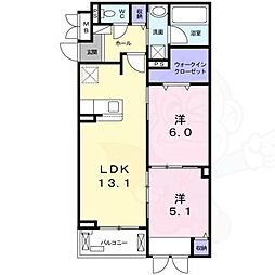 ベルメゾンレーヴ 2LDKの間取図画像