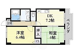 エクシング金岡 2DKの間取図画像