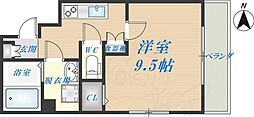 カーサセレノ2 1Kの間取図画像