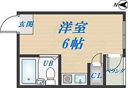 リバーヒル長瀬 ワンルームの間取図画像