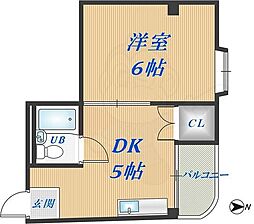 ハイツ荒川 1DKの間取図画像