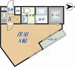 アドバンス俊徳 1Kの間取図画像