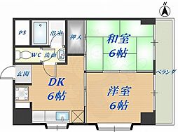 新星ビル布施 2DKの間取図画像