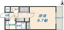 ヘーベルメゾンTANAKA 1Kの間取図画像