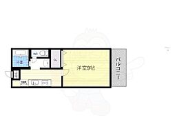 フレンズ24B棟 1Kの間取図画像