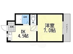 セジュール八戸ノ里 1DKの間取図画像