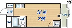 エクセレント小若江 ワンルームの間取図画像
