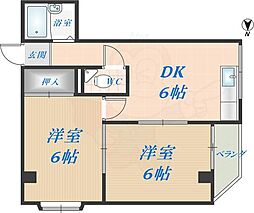 イーストレジデンス小路 2DKの間取図画像