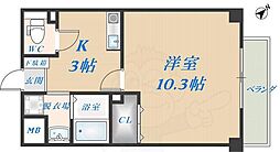 シャトルウエスト 1Kの間取図画像