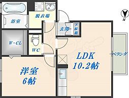 第6ウエスタンハイツ 1LDKの間取図画像