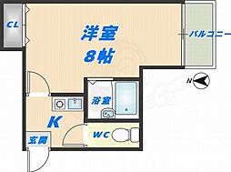 サンライフ近江堂 1Kの間取図画像