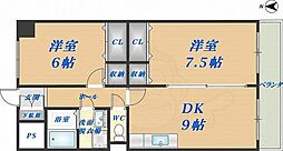 セイグレイス 2DKの間取図画像